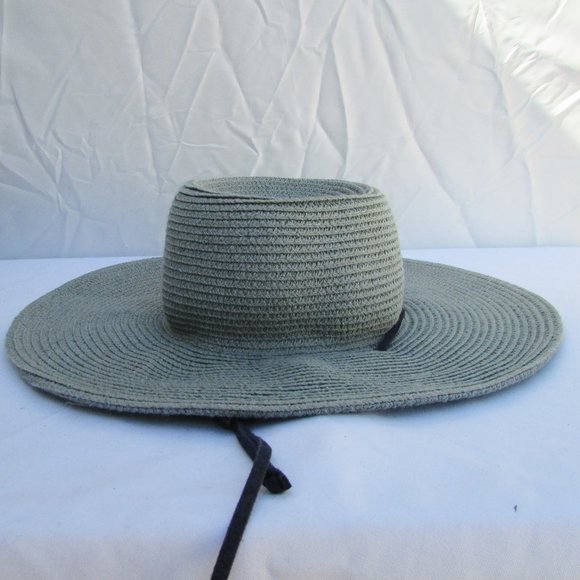 Yellow 108 olive gray straw hat O/S